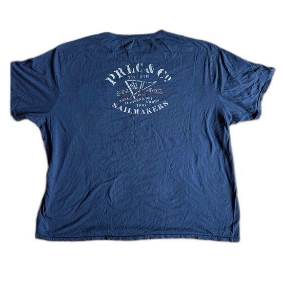 VINTAGE Polo Ralph Lauren 4XLT T-Shirt Navy Nautical Back Graphic Big Tall Prep - Picture 6 of 7